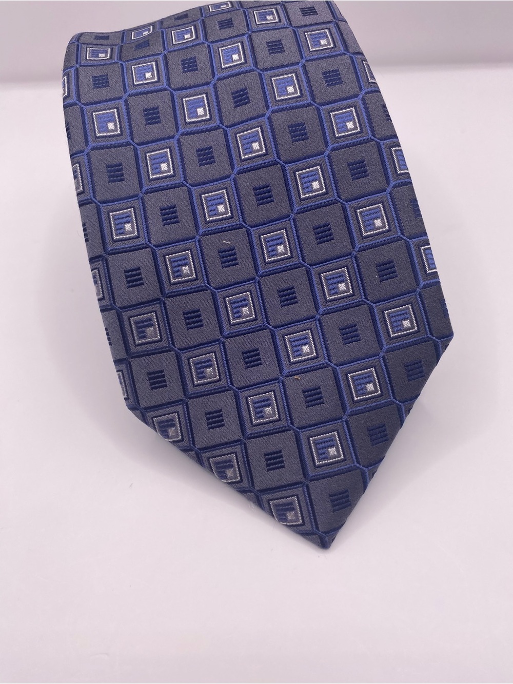 Donald J. Trump Men's Blue Geometric Silk Tie